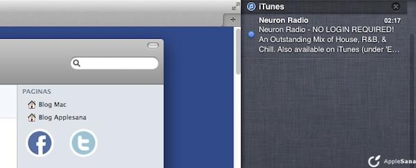 iTunes 11.1 muestra canciones en el Centro de Notificaciones OS X Mountain