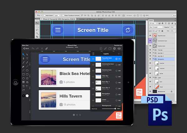 iDraw 2.0 perfecto para OS X y iOS editando archivos Photoshop